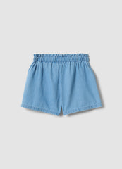 OVS Sky-Blue Pure Cotton Shorts With Embroidery