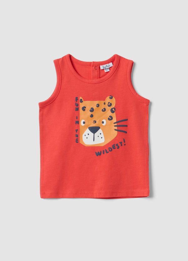 OVS Red Pure Cotton Vest Top With Print