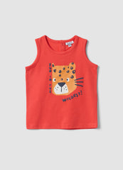 OVS Red Pure Cotton Vest Top With Print