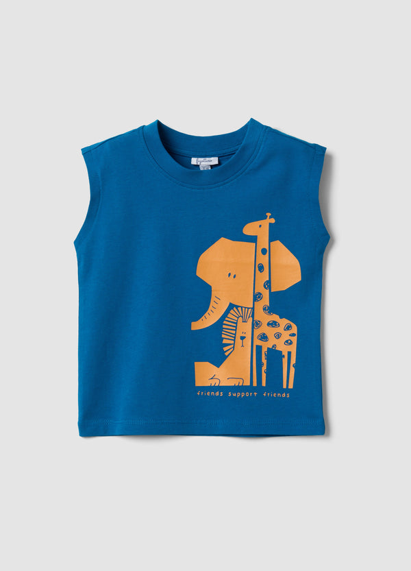OVS Blue Organic Cotton Vest Top With Print