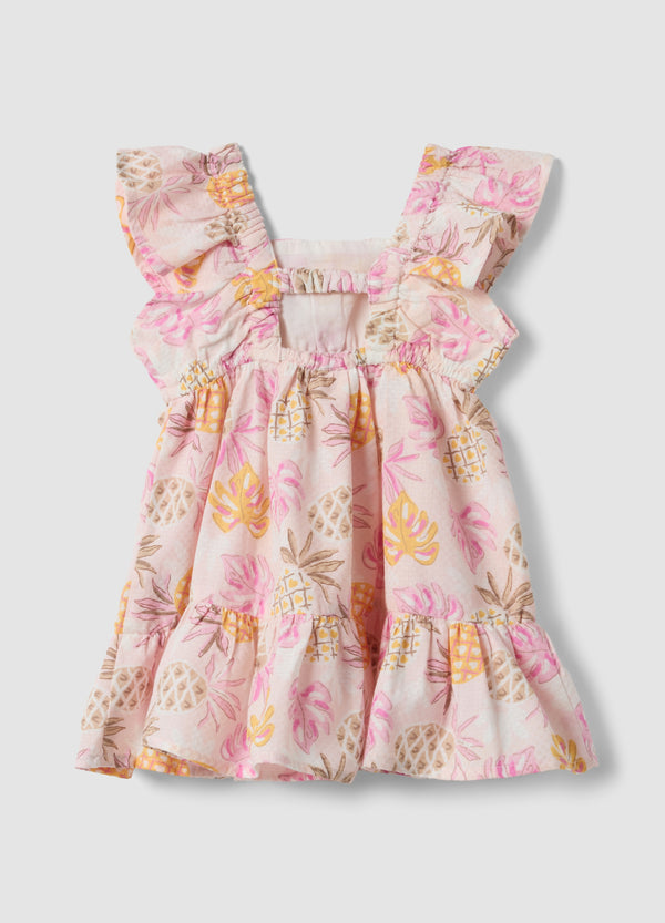 OVS Pink Pure Cotton Dress With Tropical Print