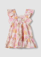 OVS Pink Pure Cotton Dress With Tropical Print