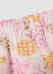 OVS Pink Pure Cotton Shorts With Tropical Print