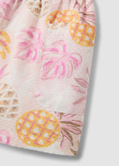 OVS Pink Pure Cotton Shorts With Tropical Print