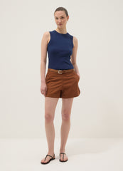 OVS Blue Fitted Ribbed Stretch-Cotton Tank Top