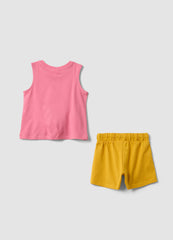 OVS Pink Pure Cotton Set With Top And Shorts