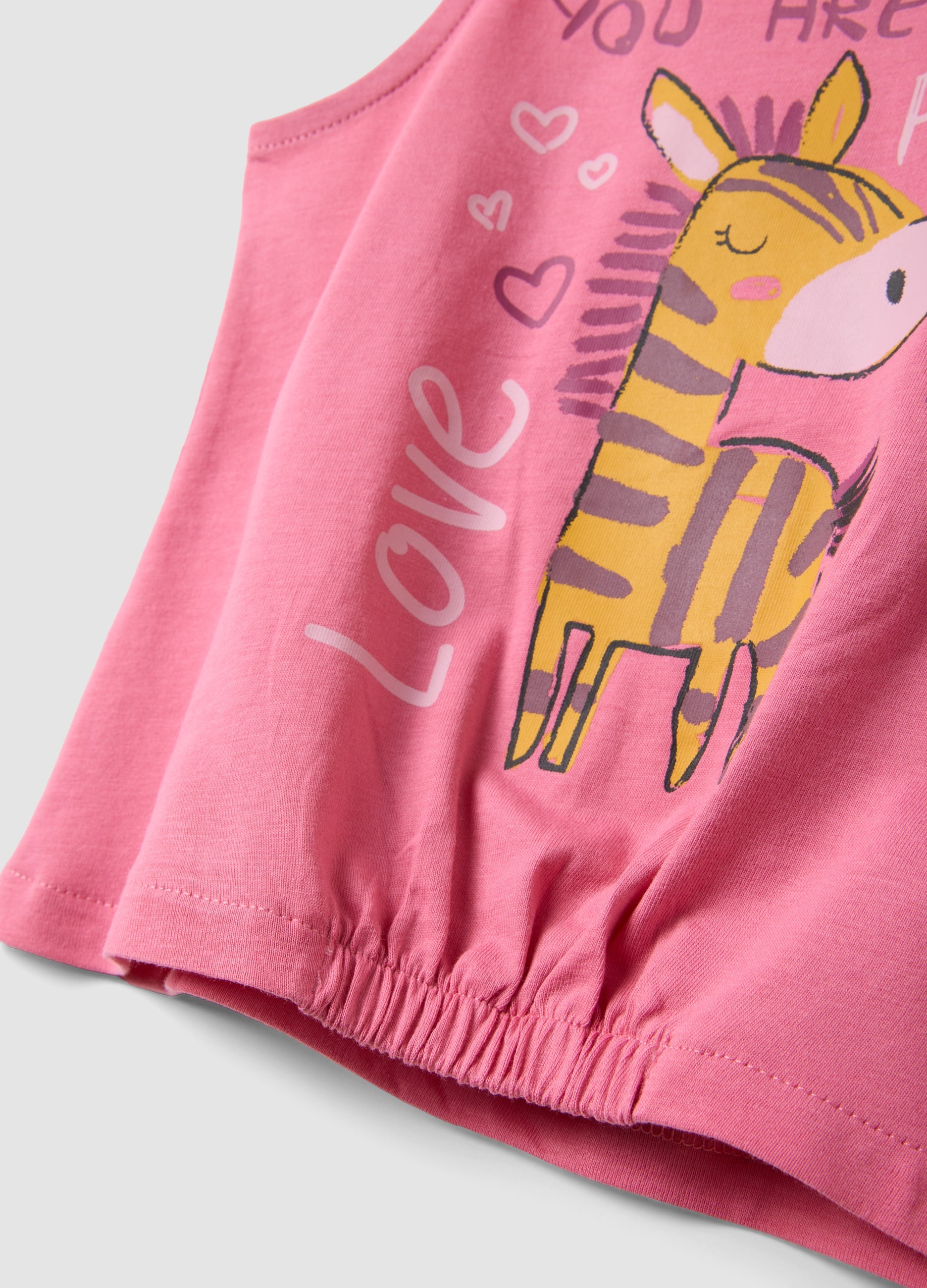 OVS Pink Pure Cotton Set With Top And Shorts