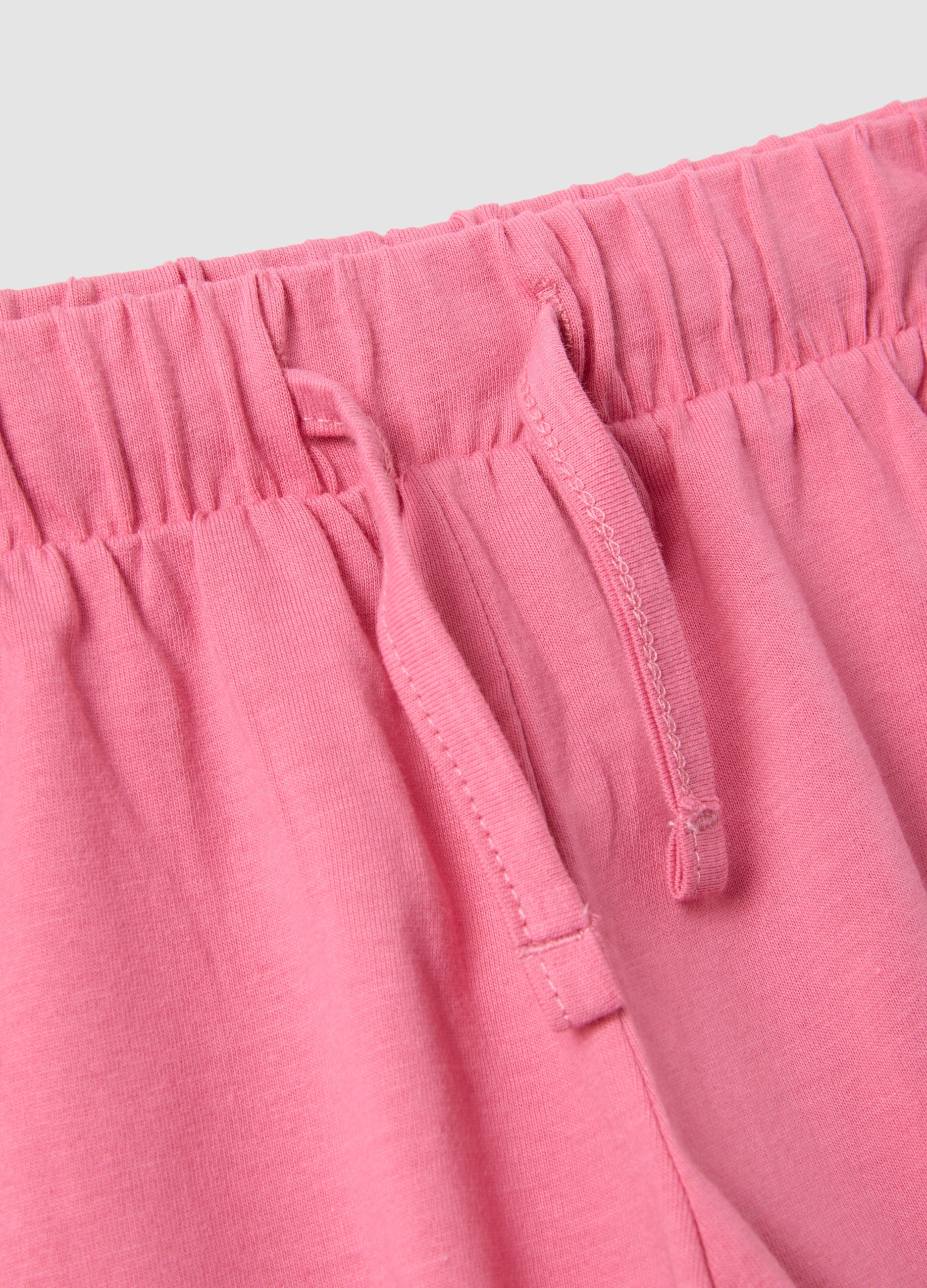 OVS Pink And White Pure Cotton Set With Top And Shorts