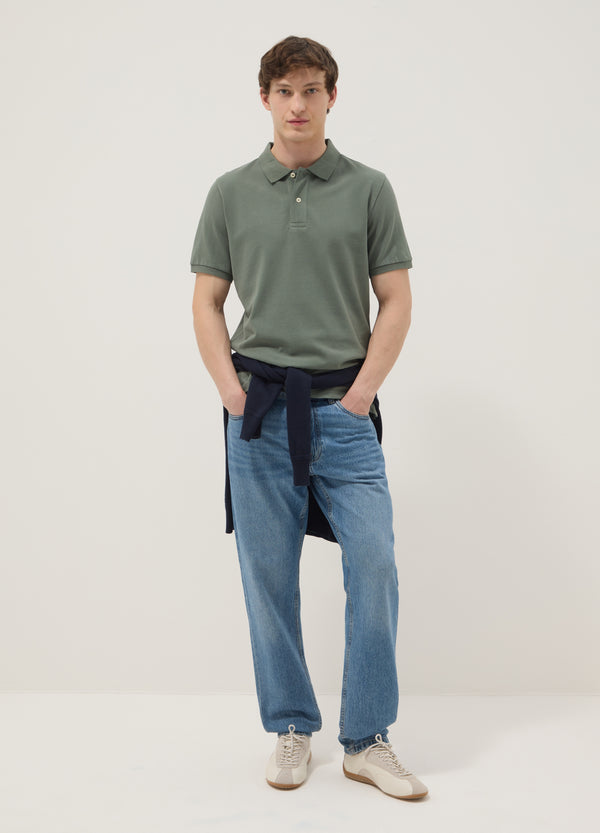 OVS Green Short-Sleeved Polo Shirt In Pure Organic Cotton