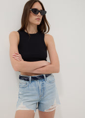 OVS Black Cropped Stretch Cotton Tank Top