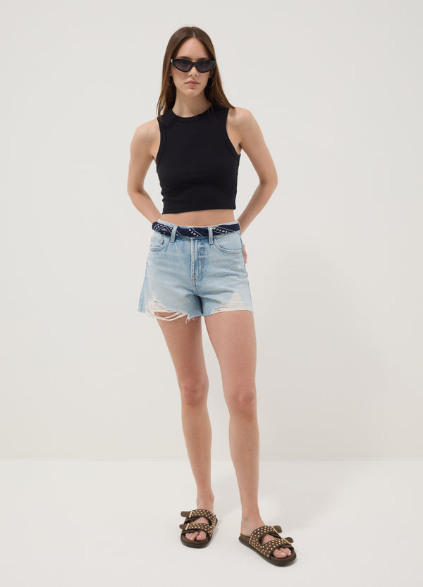 OVS Black Cropped Stretch Cotton Tank Top