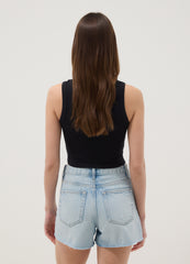 OVS Black Cropped Stretch Cotton Tank Top
