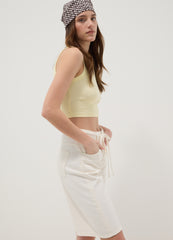 OVS Yellow Cropped Stretch Cotton Tank Top