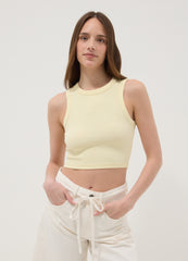 OVS Yellow Cropped Stretch Cotton Tank Top