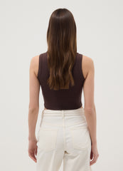 OVS Brown Cotton-Stretch Cropped Tank Top