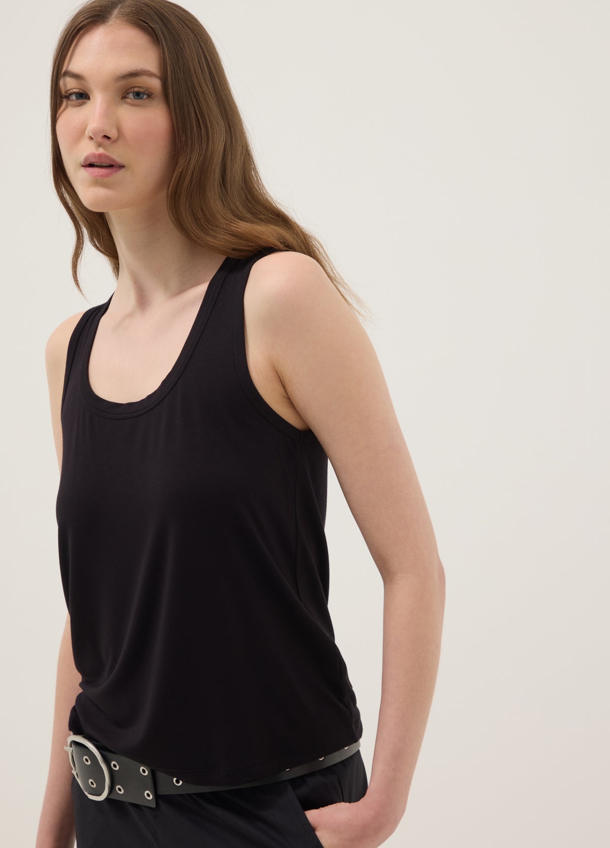 OVS Black Stretch Viscose Tank Top