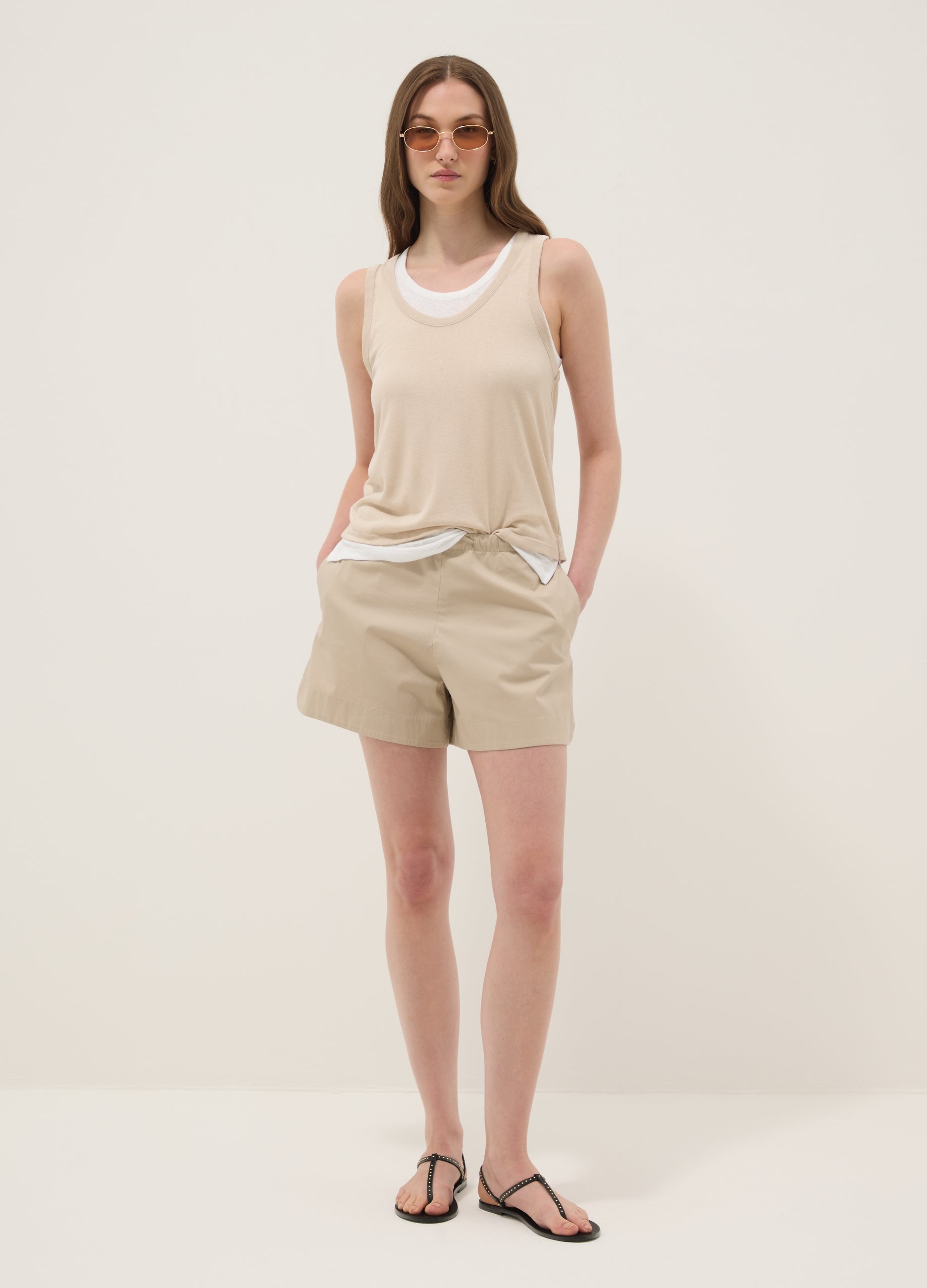 OVS Beige Regular-Fit Viscose-Blend Tank Top
