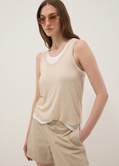 OVS Beige Regular-Fit Viscose-Blend Tank Top