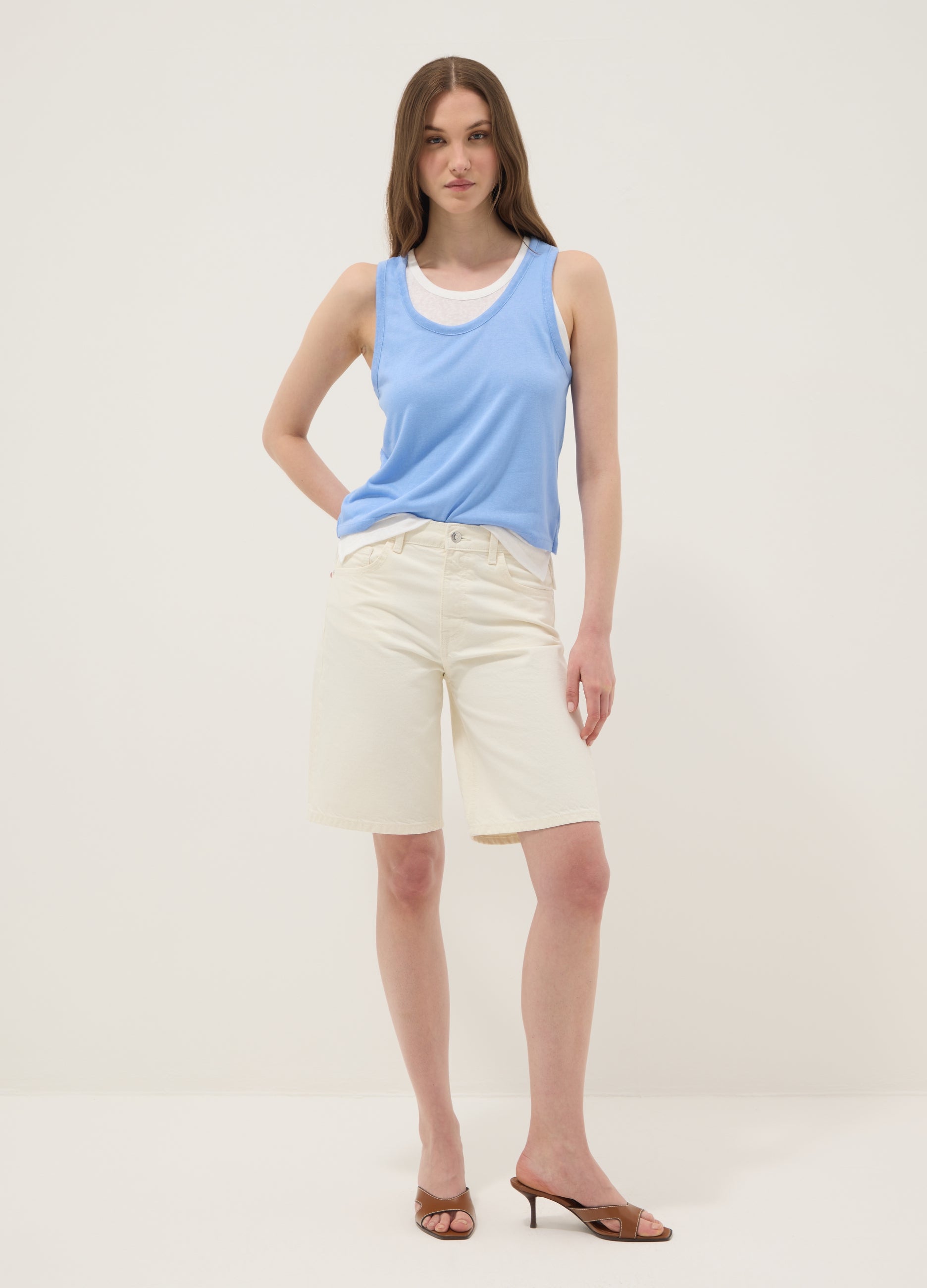 OVS Light Blue Viscose-Blend Regular-Fit Tank Top