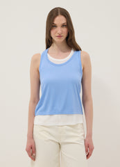 OVS Light Blue Viscose-Blend Regular-Fit Tank Top