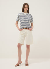 OVS Blue Pure Cotton Striped T-Shirt