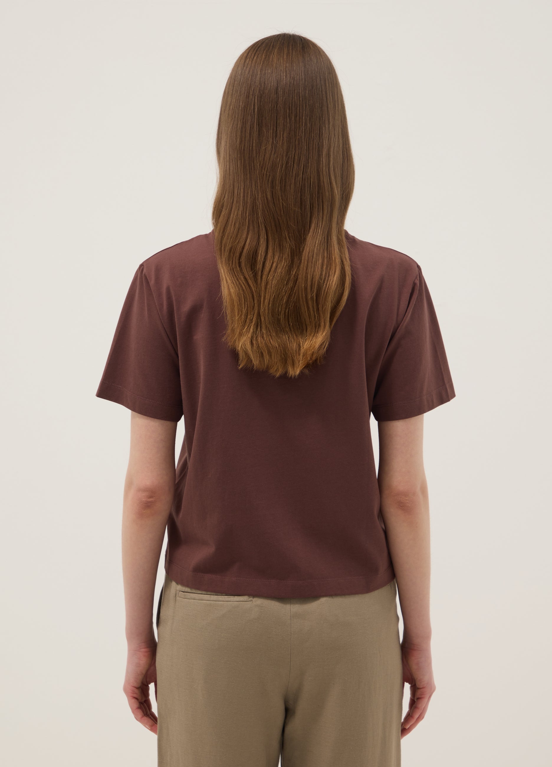 OVS Brown Short-Sleeved Pure Cotton T-Shirt