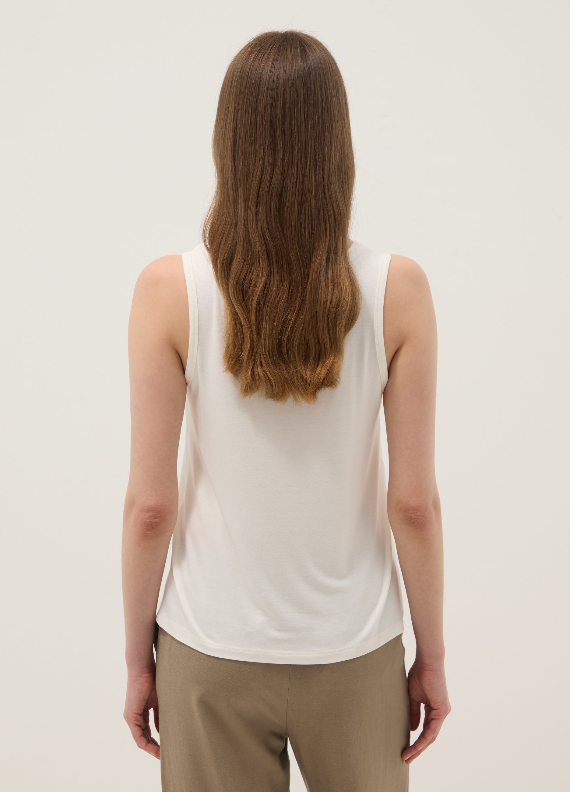 OVS White Stretch Viscose Tank Top, Regular Fit