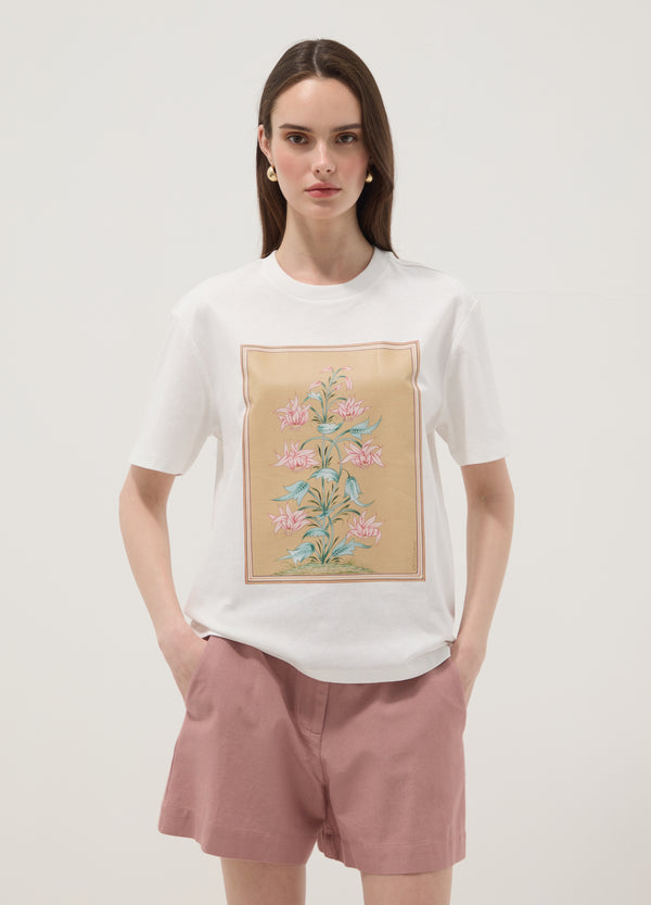 OVS White Pure Cotton T-Shirt With Floral Print
