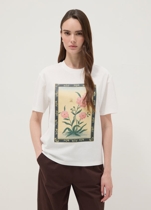 OVS White Pure Cotton T-Shirt With Floral Print