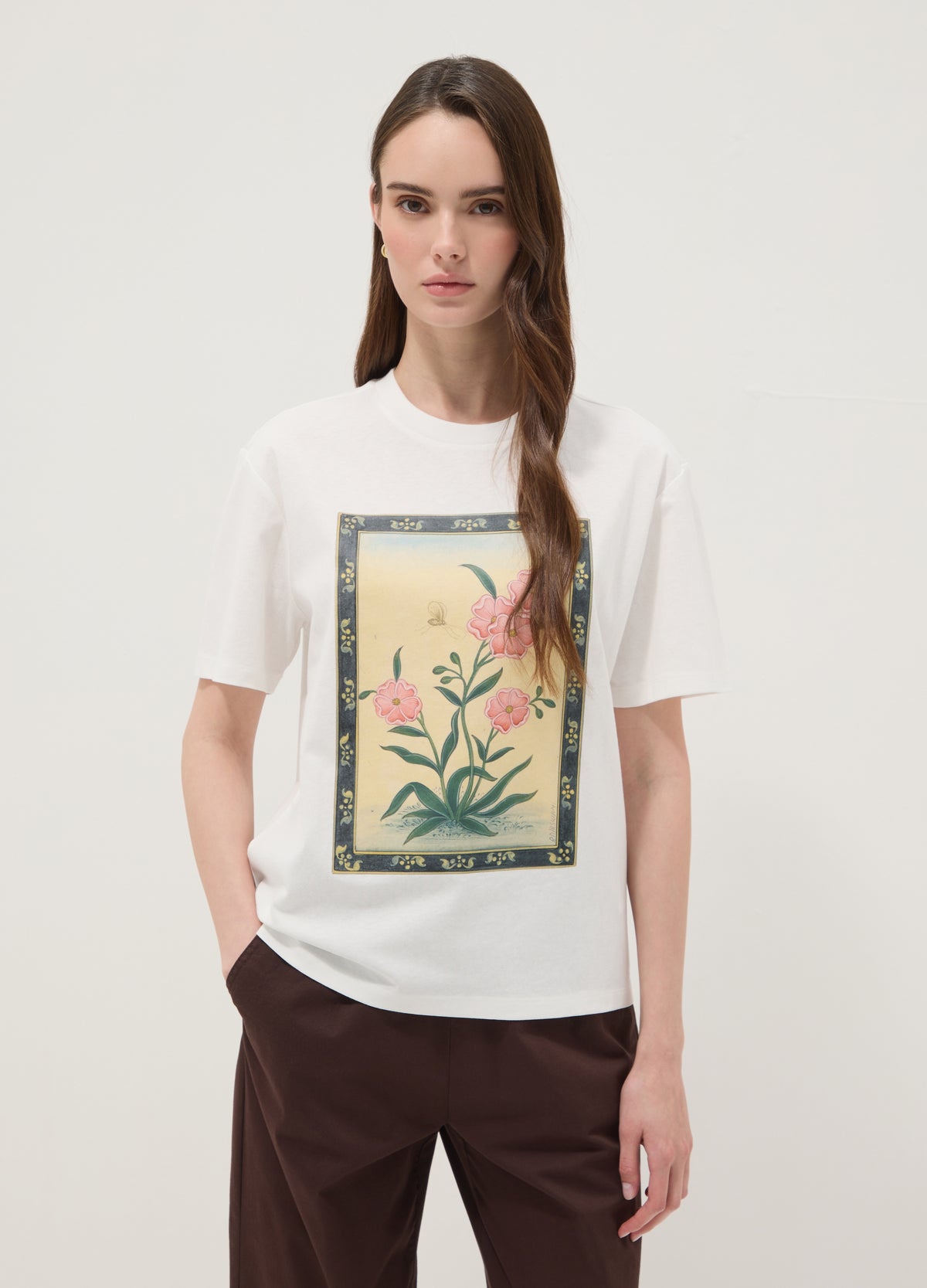 OVS White Pure Cotton T-Shirt With Floral Print