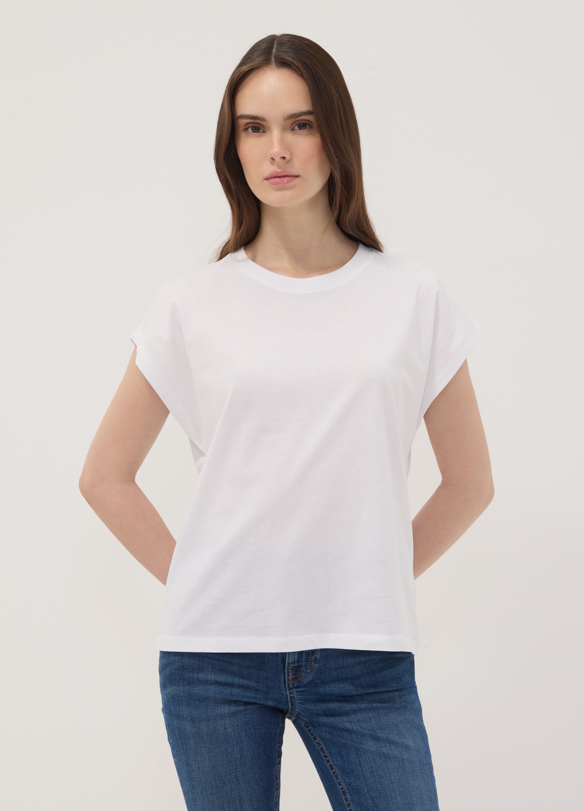 OVS White Pure Cotton Short-Sleeve T-Shirt, Regular Fit