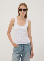 OVS White Fitted Stretch-Cotton Tank Top