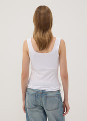 OVS White Fitted Stretch-Cotton Tank Top