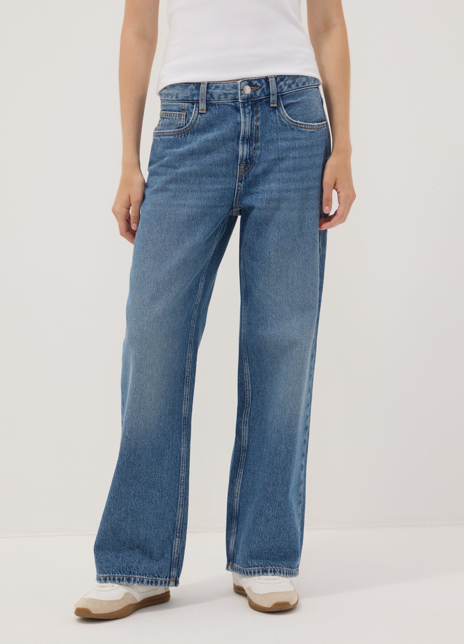 OVS Blue Denim Pure Cotton Straight-Fit Jeans