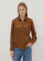 OVS Brown stretch-fabric shirt with classic collar