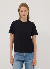 OVS Black Relaxed-Fit Pure Cotton Short-Sleeve T-Shirt
