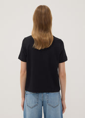 OVS Black Relaxed-Fit Pure Cotton Short-Sleeve T-Shirt