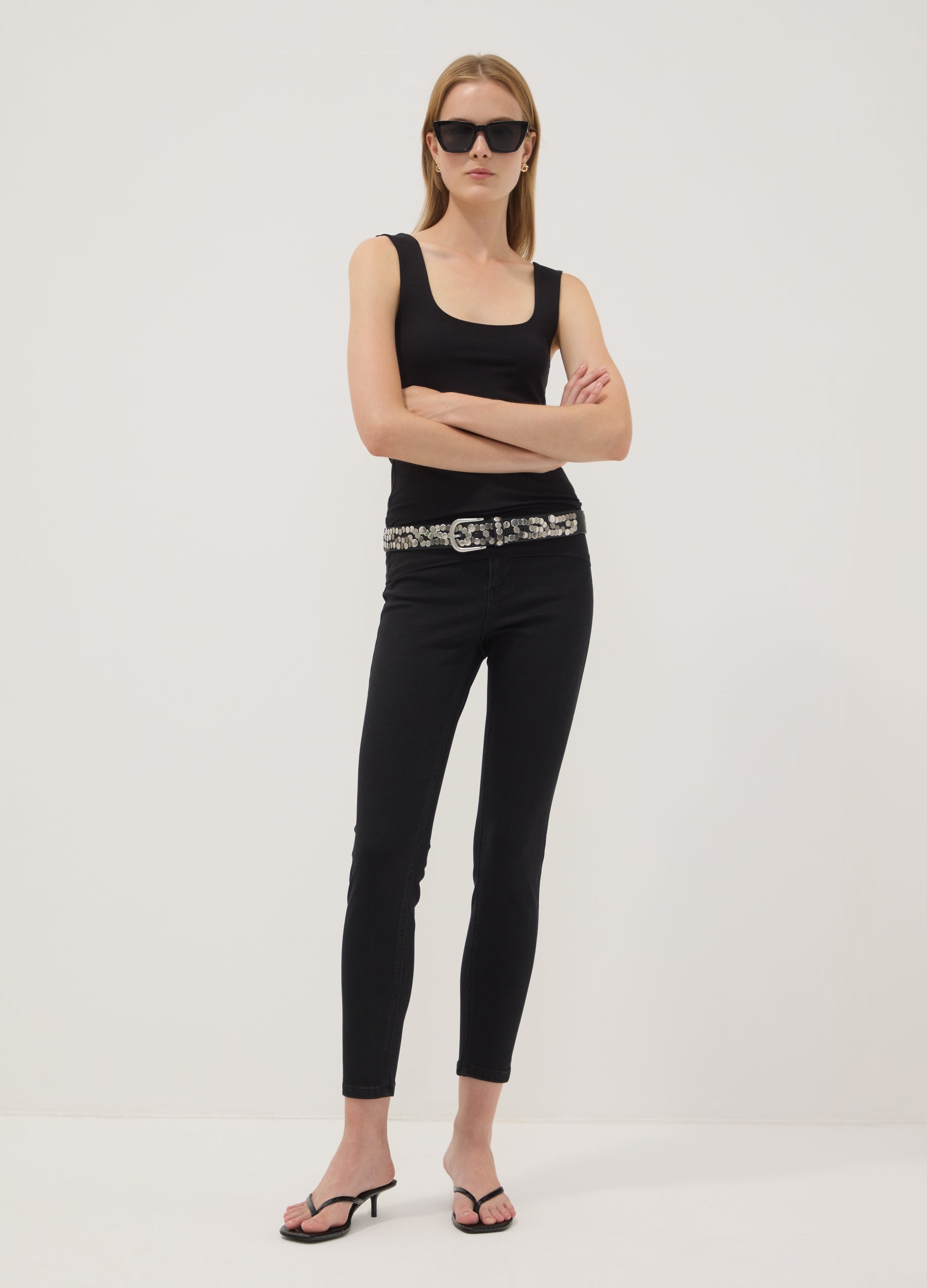 OVS Black Fitted Stretch-Cotton Tank Top