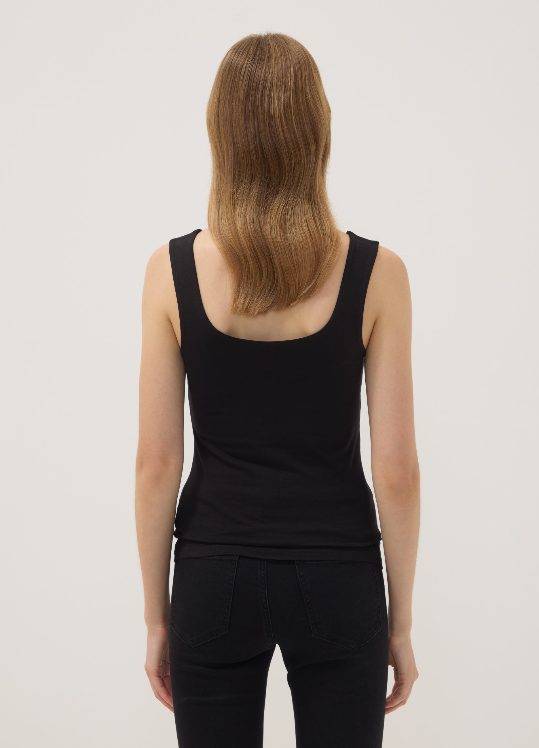 OVS Black Fitted Stretch-Cotton Tank Top