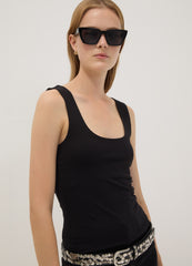 OVS Black Fitted Stretch-Cotton Tank Top