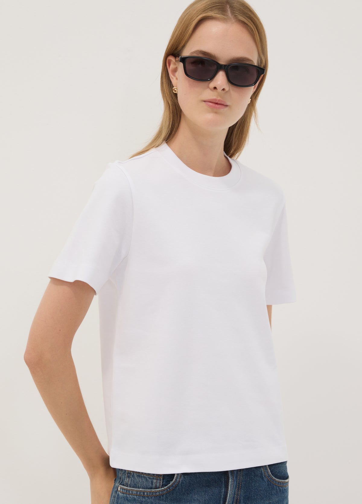 OVS White Relaxed-Fit Pure Cotton Short-Sleeve T-Shirt