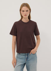 OVS Brown Relaxed-Fit Pure Cotton Short-Sleeve T-Shirt