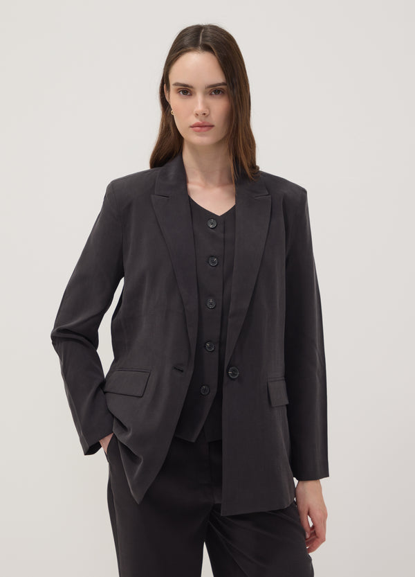 OVS Black Regular-Fit Viscose-Blend Blazer