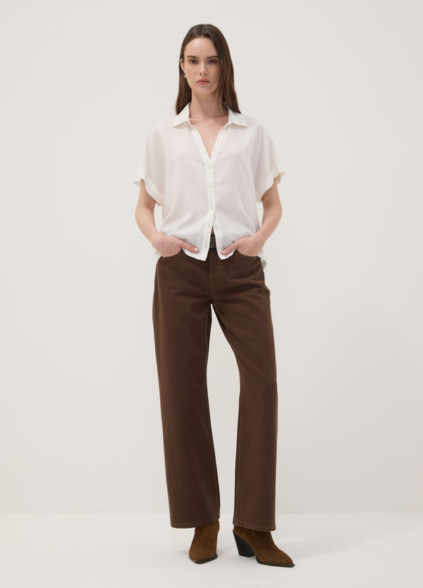 OVS Brown Straight-Fit Pure Cotton Jeans