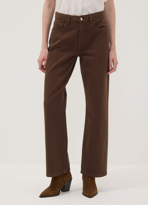 OVS Brown Straight-Fit Pure Cotton Jeans