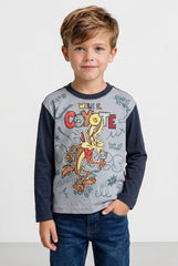 OVS Grey Pure Cotton Looney Tunes Print T-Shirt For Boys