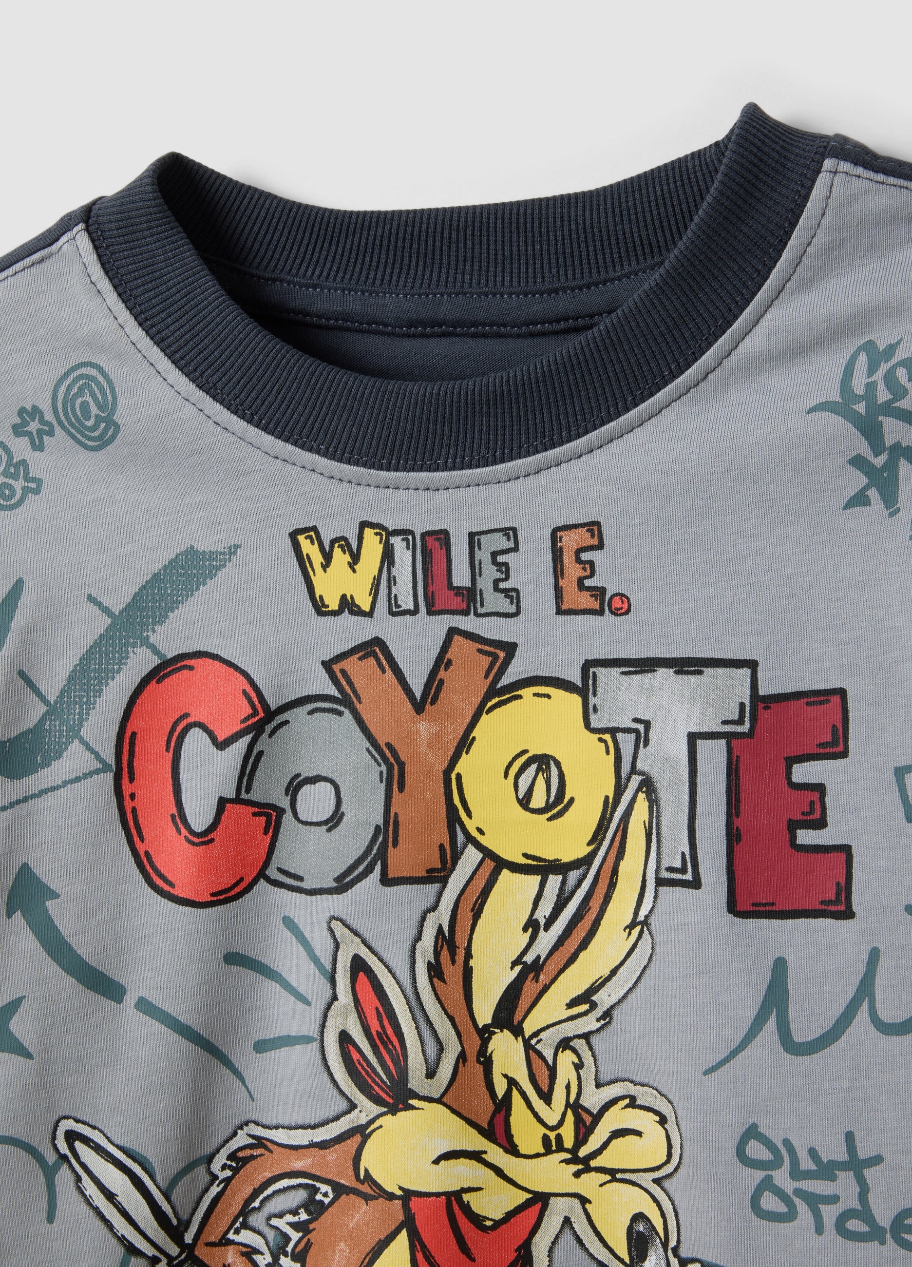 OVS Grey Pure Cotton Looney Tunes Print T-Shirt For Boys