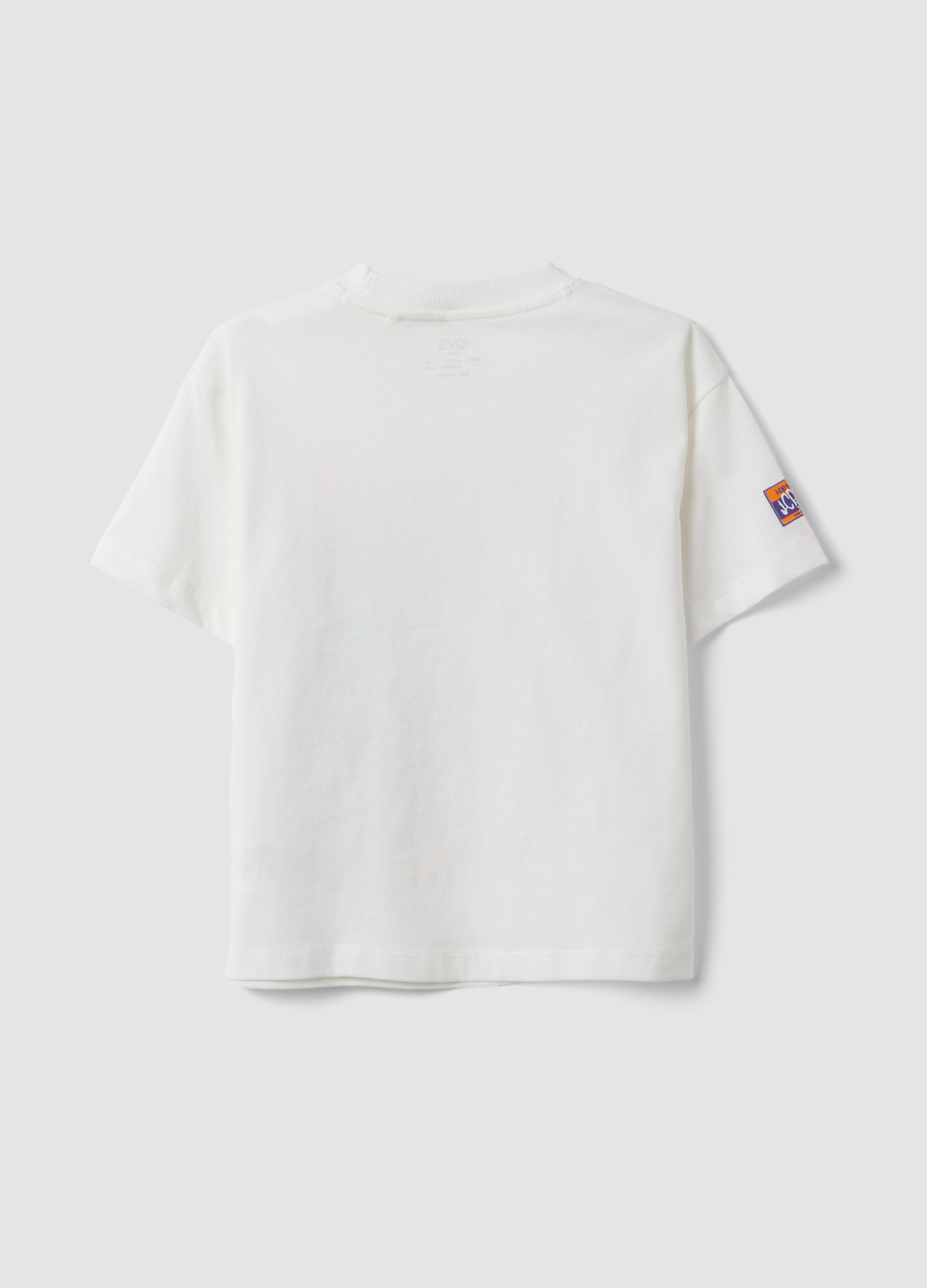 OVS White Oversized Pure Cotton T-Shirt With Skate Print For Boys