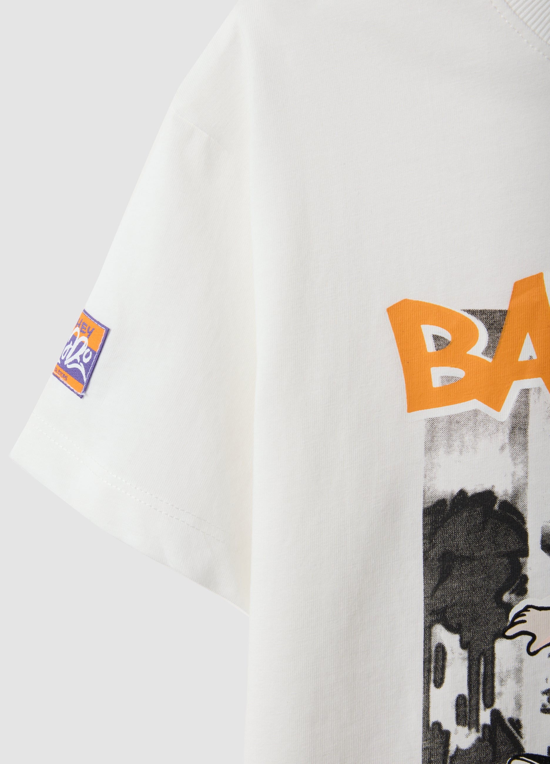 OVS White Oversized Pure Cotton T-Shirt With Skate Print For Boys