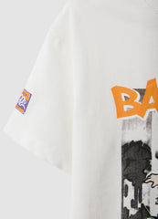 OVS White Oversized Pure Cotton T-Shirt With Skate Print For Boys